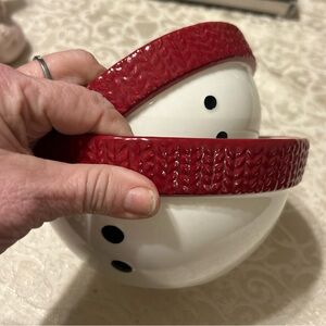 2 St Nicholas Square Yuletide Snowman Serving Bowls Christmas Holiday
